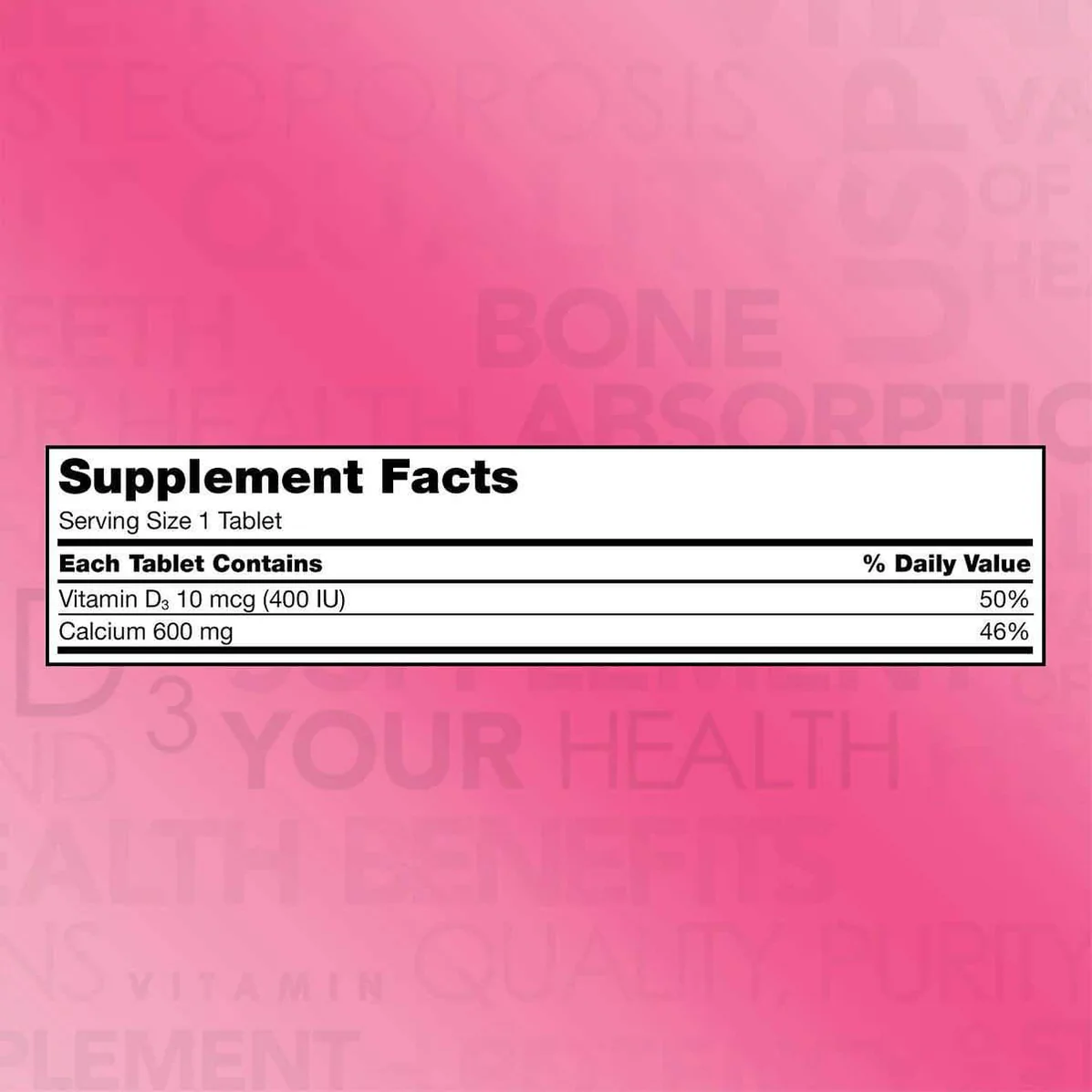 Calcium 600 mg. + D3, 500 Tablets